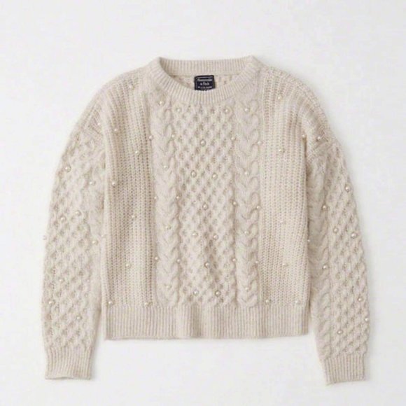 Abercrombie and Fitch Cream Pearls Embellished Sweater - Picture 2 of 2